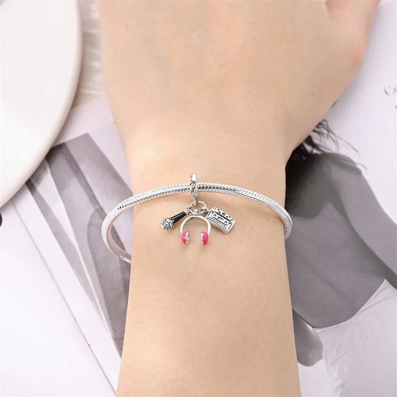Fashion 925 Sterling Silver Music Series Charms Beads  Original Bracelet Fine DIY Jewelry 912349723-C