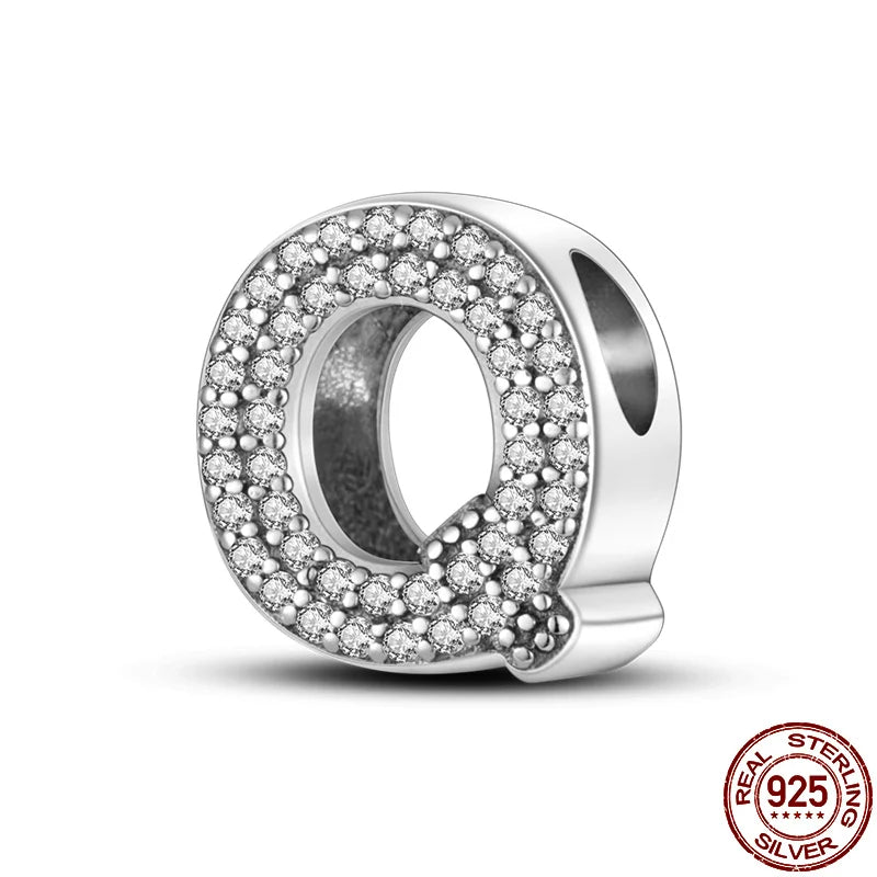 Romantic Shine 26 Letters DIY Love Charms Beads Original Bracelet Fine DIY Jewelry 925 Sterling Silver 912349723-L200S