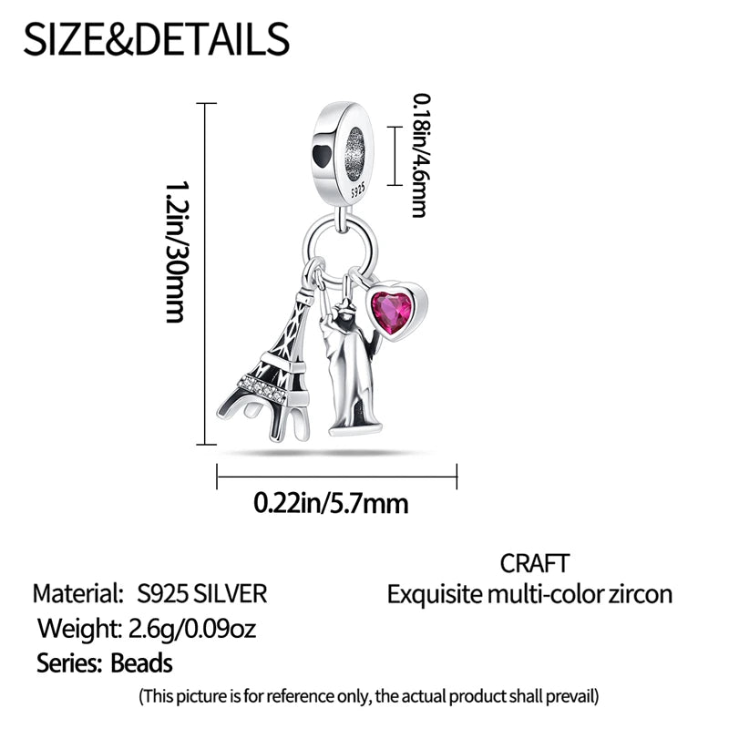 Original Design Charms Famous Attractions series pendant 925 Sliver Bracelet bead DIY Jewelry Gifts 912349723-C