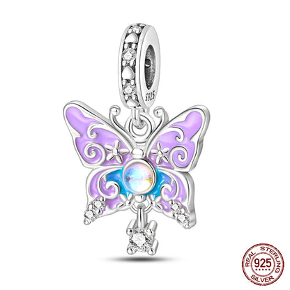 100%Silver Purple Color Series Charms Beads Original Bracelets DIY Jewelry 912349723-C