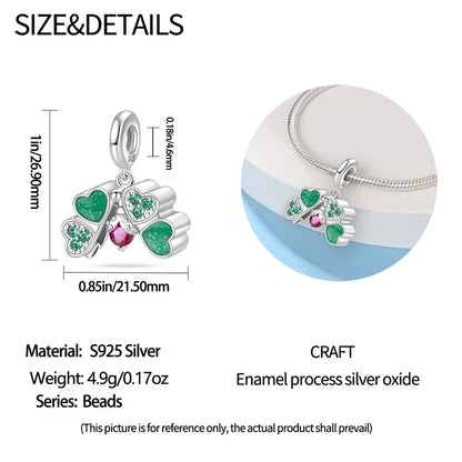Lucky Four Leaf Clover Series Charms Beads  Original Bracelet Fine DIY Jewelry 925 Sterling Silver 912349723-500S