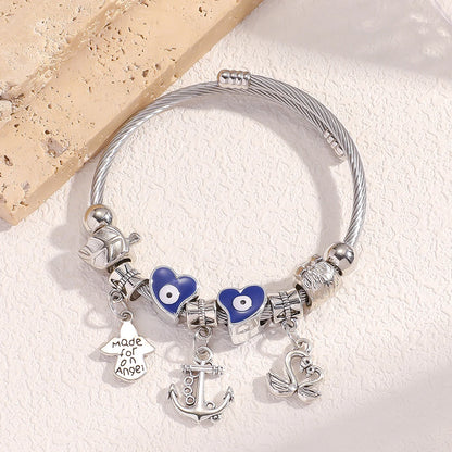 Multi Element Beads Boat Anchor Swan Bracelet 1103865033-80525701