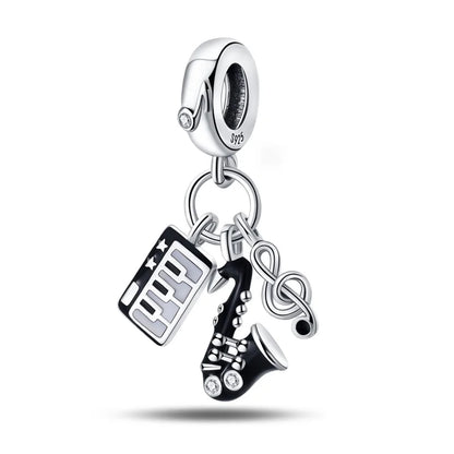 Fashion 925 Sterling Silver Music Series Charms Beads  Original Bracelet Fine DIY Jewelry 912349723-C