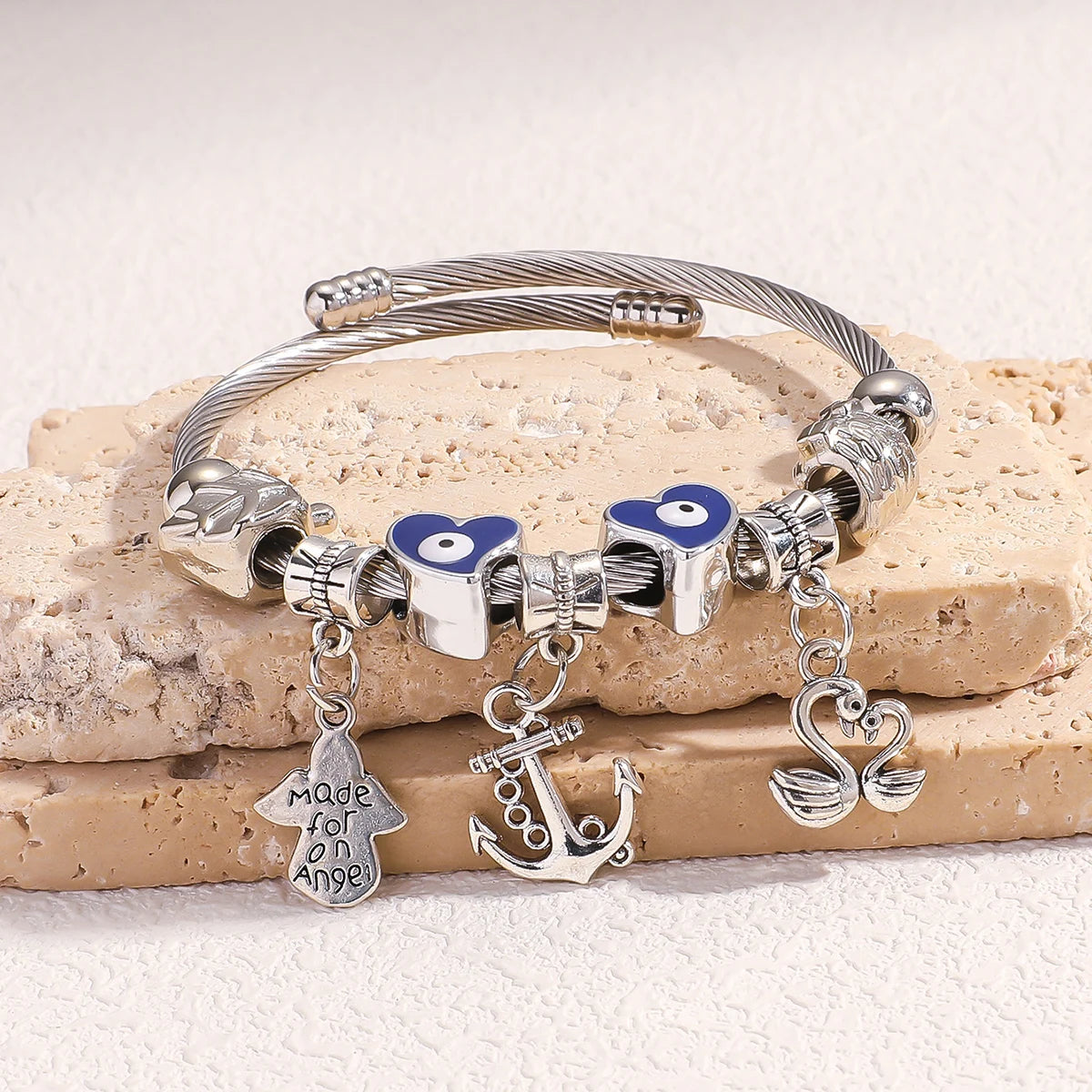 Multi Element Beads Boat Anchor Swan Bracelet 1103865033-80525701