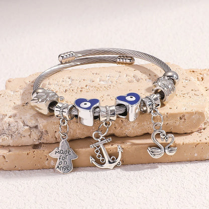Multi Element Beads Boat Anchor Swan Bracelet 1103865033-80525701