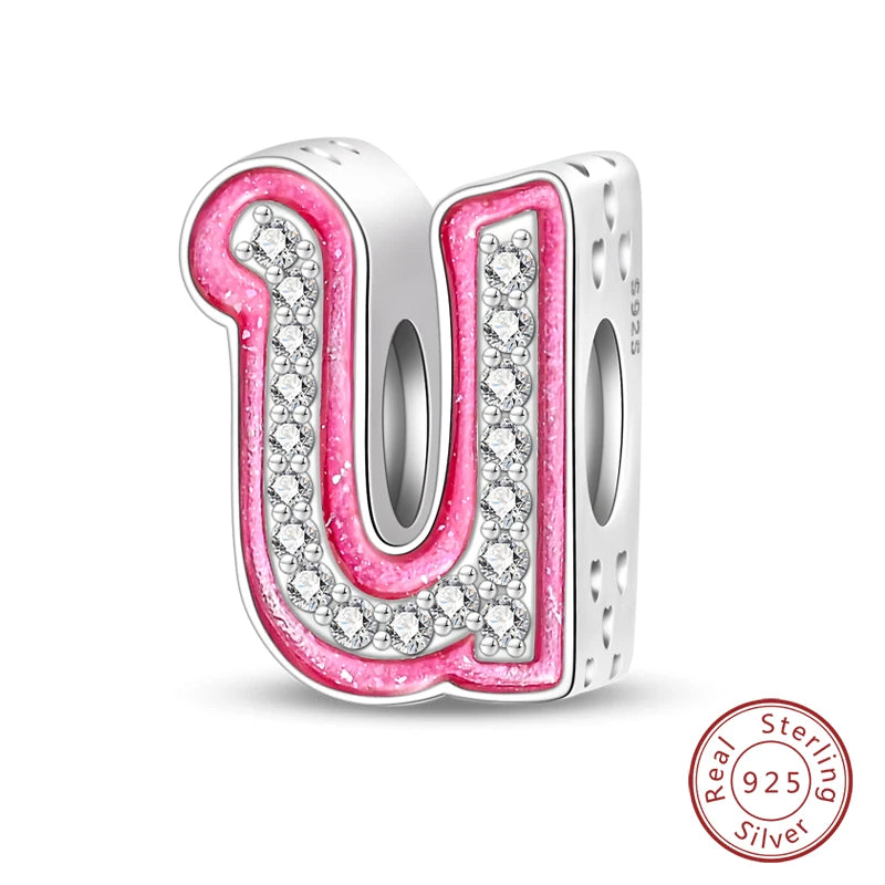 Romantic Shine 26 Letters DIY Love Charms Beads Original Bracelet Fine DIY Jewelry 925 Sterling Silver 912349723-L200S