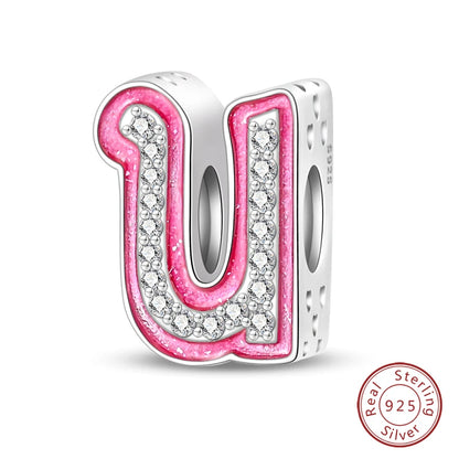 Romantic Shine 26 Letters DIY Love Charms Beads Original Bracelet Fine DIY Jewelry 925 Sterling Silver 912349723-L200S