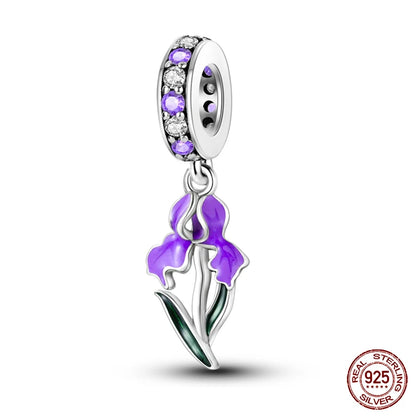 100%Silver Purple Color Series Charms Beads Original Bracelets DIY Jewelry 912349723-C