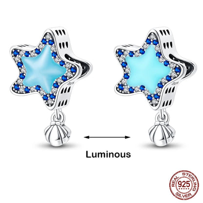 Glow in the dark  Firefly Honeybee Star  925 Silver Charms Beads  Original Bracelets Fine DIY Jewelry 912349723-200S