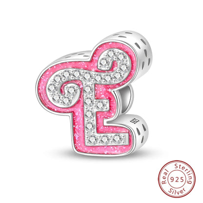 Romantic Pink 26 Letters DIY Love Charms Beads Original Bracelet Fine DIY Jewelry 925 Sterling Silver 912349723-L100S