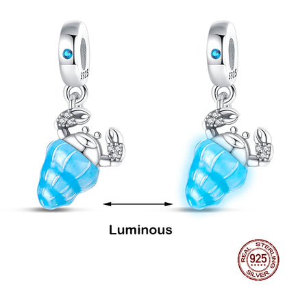 Glow in the dark  Firefly Honeybee Star  925 Silver Charms Beads  Original Bracelets Fine DIY Jewelry 912349723-200S