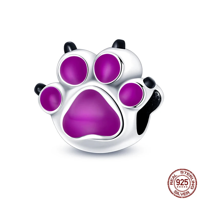 100%Silver Purple Color Series Charms Beads Original Bracelets DIY Jewelry 912349723-C