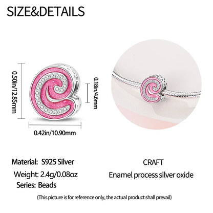 Romantic Pink 26 Letters DIY Love Charms Beads Original Bracelet Fine DIY Jewelry 925 Sterling Silver 912349723-L100S