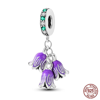 100%Silver Purple Color Series Charms Beads Original Bracelets DIY Jewelry 912349723-C