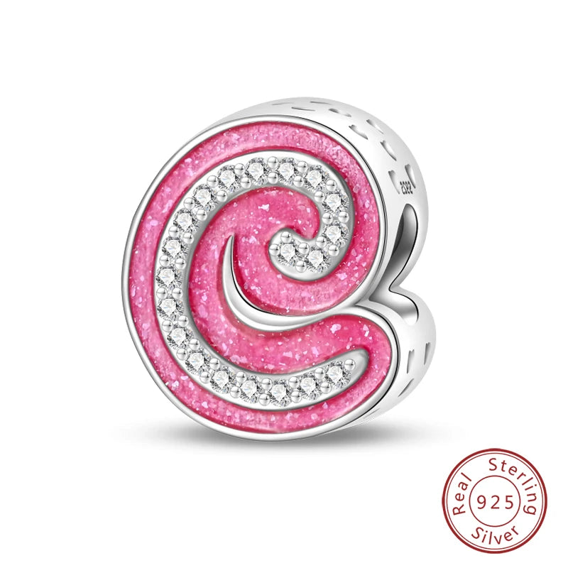 Romantic Pink 26 Letters DIY Love Charms Beads Original Bracelet Fine DIY Jewelry 925 Sterling Silver 912349723-L100S