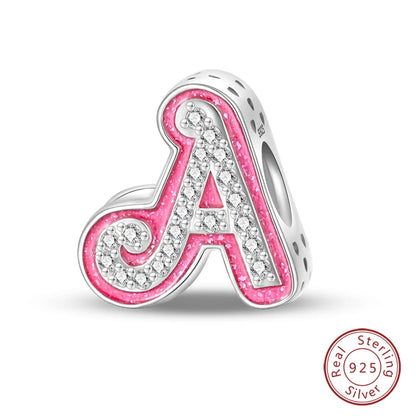 Romantic Pink 26 Letters DIY Love Charms Beads Original Bracelet Fine DIY Jewelry 925 Sterling Silver 912349723-L100S