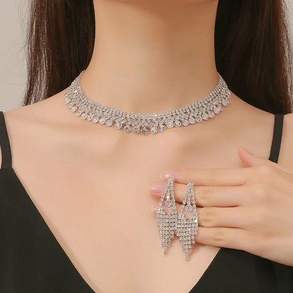 Rhinestone Earrings Necklace 3Pcs Jewelry Set ZT4000S