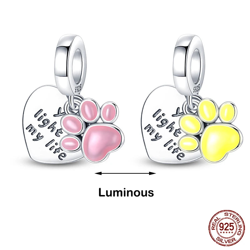 Glow in the dark  Firefly Honeybee Star  925 Silver Charms Beads  Original Bracelets Fine DIY Jewelry 912349723-200S