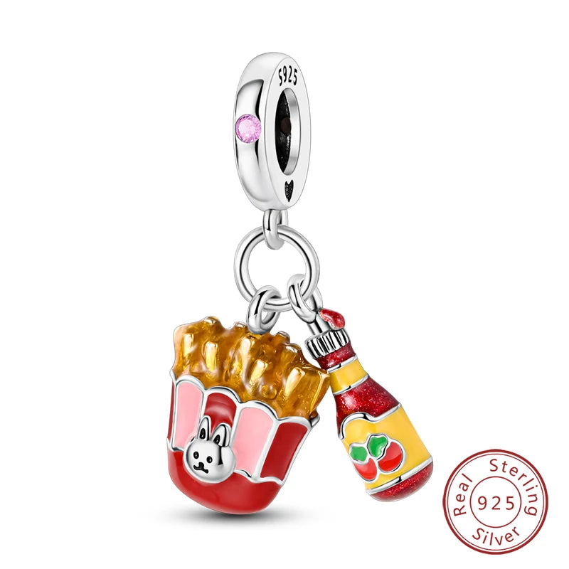 Original Design Charms Colorful fruit beverage series pendant 925 Sliver Bracelet bead DIY Jewelry Gifts 912349723-KJC1230