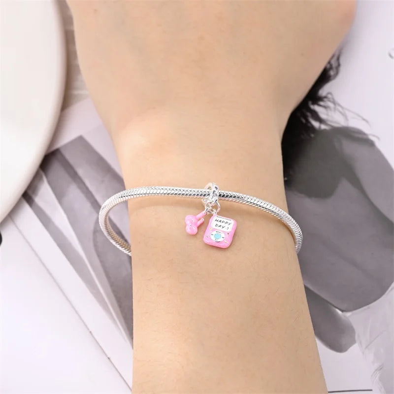 Fashion 925 Sterling Silver Music Series Charms Beads  Original Bracelet Fine DIY Jewelry 912349723-C