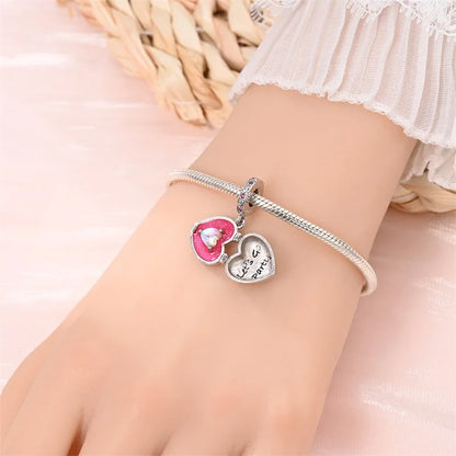 Fashion Pink Princess Skirt Bag Lipstick Charms Beads Original Bracelet Fine DIY Jewelry 925 Sterling Silver 912349723-900S