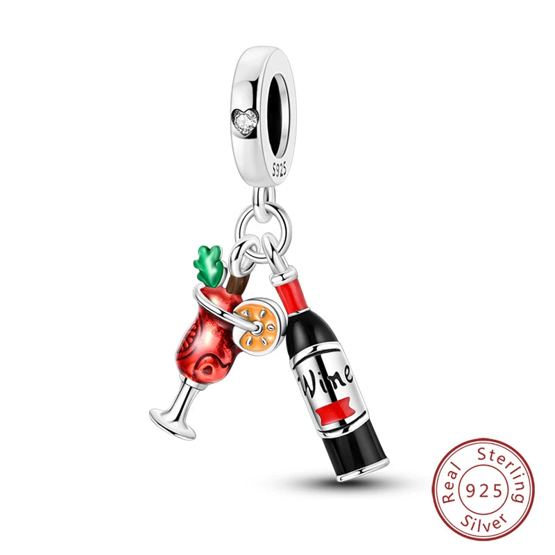Original Design Charms Colorful fruit beverage series pendant 925 Sliver Bracelet bead DIY Jewelry Gifts 912349723-KJC1230