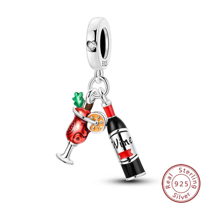 Original Design Charms Colorful fruit beverage series pendant 925 Sliver Bracelet bead DIY Jewelry Gifts 912349723-KJC1230