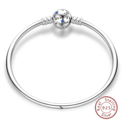 Original 925 Sterling Silver Snake Chain Heart-Shaped  Bracelets Fit Pandora Charms Beads  DIY Jewelry 912349723-PAB029