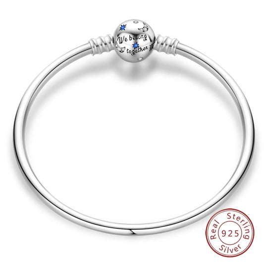 Original 925 Sterling Silver Snake Chain Heart-Shaped  Bracelets Fit Pandora Charms Beads  DIY Jewelry 912349723-PAB029