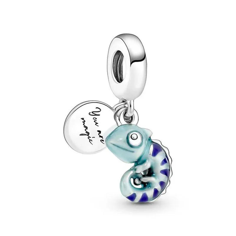 NEW Murano Glass Pink and Blue Sea Turtle Charm Fish Bead  Original Bracelet Fine DIY Jewelry 925 Sterling Silver 912349723-800S