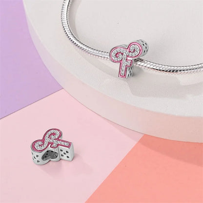 Romantic Pink 26 Letters DIY Love Charms Beads Original Bracelet Fine DIY Jewelry 925 Sterling Silver 912349723-L100S