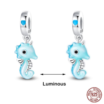 Glow in the dark  Firefly Honeybee Star  925 Silver Charms Beads  Original Bracelets Fine DIY Jewelry 912349723-200S