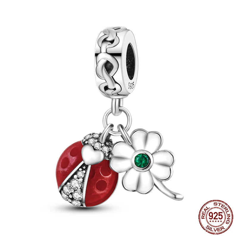 Lucky Four Leaf Clover Series Charms Beads  Original Bracelet Fine DIY Jewelry 925 Sterling Silver 912349723-500S