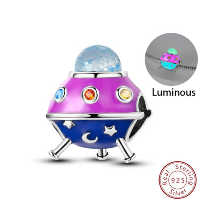 100%Silver Purple Color Series Charms Beads Original Bracelets DIY Jewelry 912349723-C