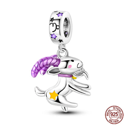 100%Silver Purple Color Series Charms Beads Original Bracelets DIY Jewelry 912349723-C