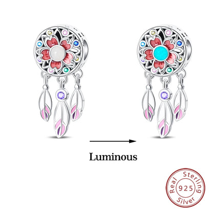 Glow in the dark  Firefly Honeybee Star  925 Silver Charms Beads  Original Bracelets Fine DIY Jewelry 912349723-200S