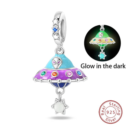 Fashion Bee Astronaut Eiffel Tower 925Silver Charms Beads  Original Bracelet Fine DIY Jewelry 912349723-400S