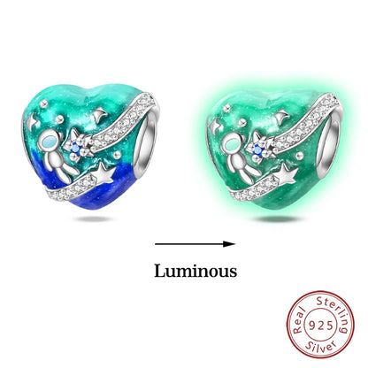 Glow in the dark  Firefly Honeybee Star  925 Silver Charms Beads  Original Bracelets Fine DIY Jewelry 912349723-200S