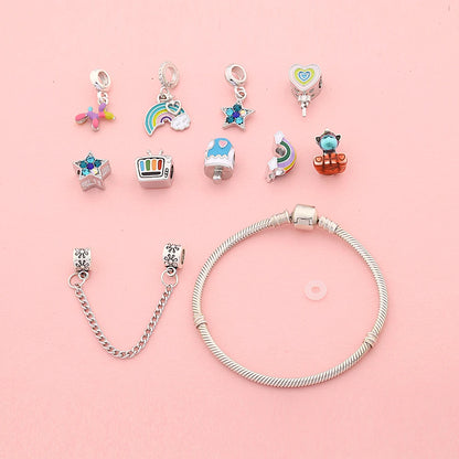 Trendy Multicolor Star Moon Dog Lollipop Pendant Bead Bracelets Cute Unicorn TV Charm Bracelet Jewelry Gift 1102936551-B