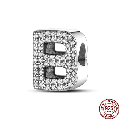 Romantic Shine 26 Letters DIY Love Charms Beads Original Bracelet Fine DIY Jewelry 925 Sterling Silver 912349723-L200S
