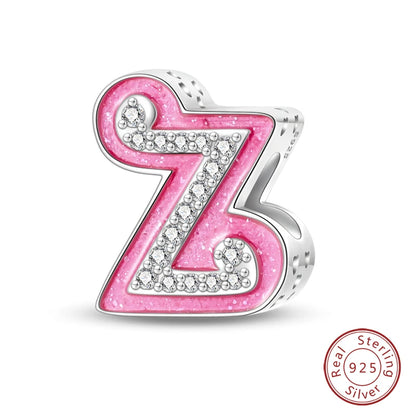 Romantic Pink 26 Letters DIY Love Charms Beads Original Bracelet Fine DIY Jewelry 925 Sterling Silver 912349723-L100S
