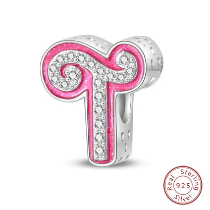 Romantic Pink 26 Letters DIY Love Charms Beads Original Bracelet Fine DIY Jewelry 925 Sterling Silver 912349723-L100S