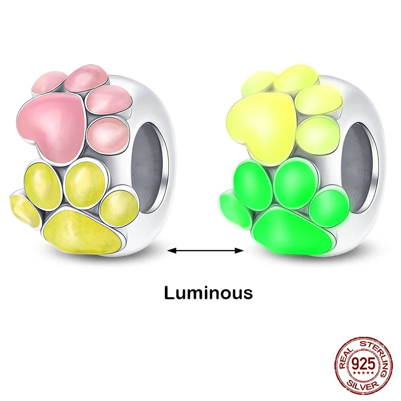 Glow in the dark  Firefly Honeybee Star  925 Silver Charms Beads  Original Bracelets Fine DIY Jewelry 912349723-200S