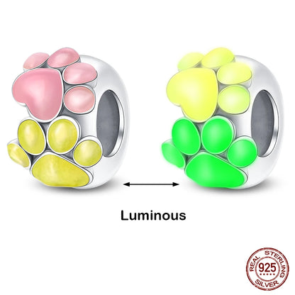 Glow in the dark  Firefly Honeybee Star  925 Silver Charms Beads  Original Bracelets Fine DIY Jewelry 912349723-200S