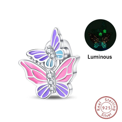 Glow in the dark  Firefly Honeybee Star  925 Silver Charms Beads  Original Bracelets Fine DIY Jewelry 912349723-200S