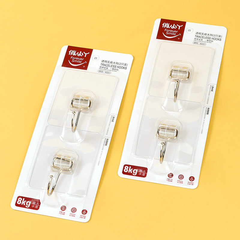 Qiaoxiaoya Model 9223 Adhesive Hooks - 2 Pcs Transparent Large Hook M.16
