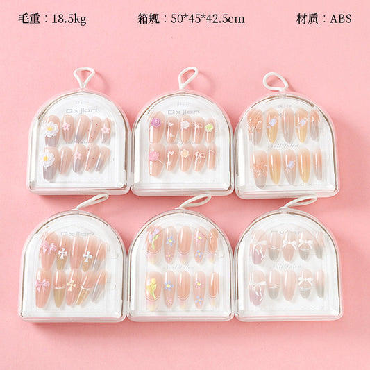 950 Feather Falling and Flower Blooming Semi-Circular Box Fake Nails M.52