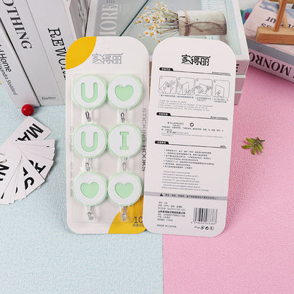 Model JDL-338 Adhesive Hooks - 6 Pcs Heart Design M.16