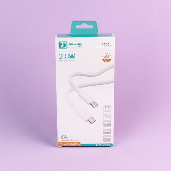 Cable de datos universal tipo C a tipo C de 1,2 m - Modelo A07 A12 JPDB 