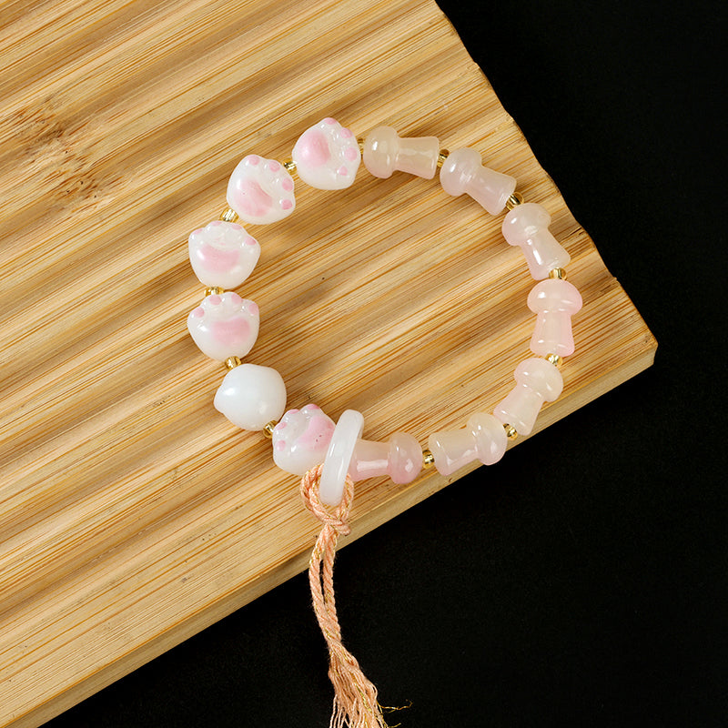 Two-Tone Mushroom Cat Claw Bracelet  M.43